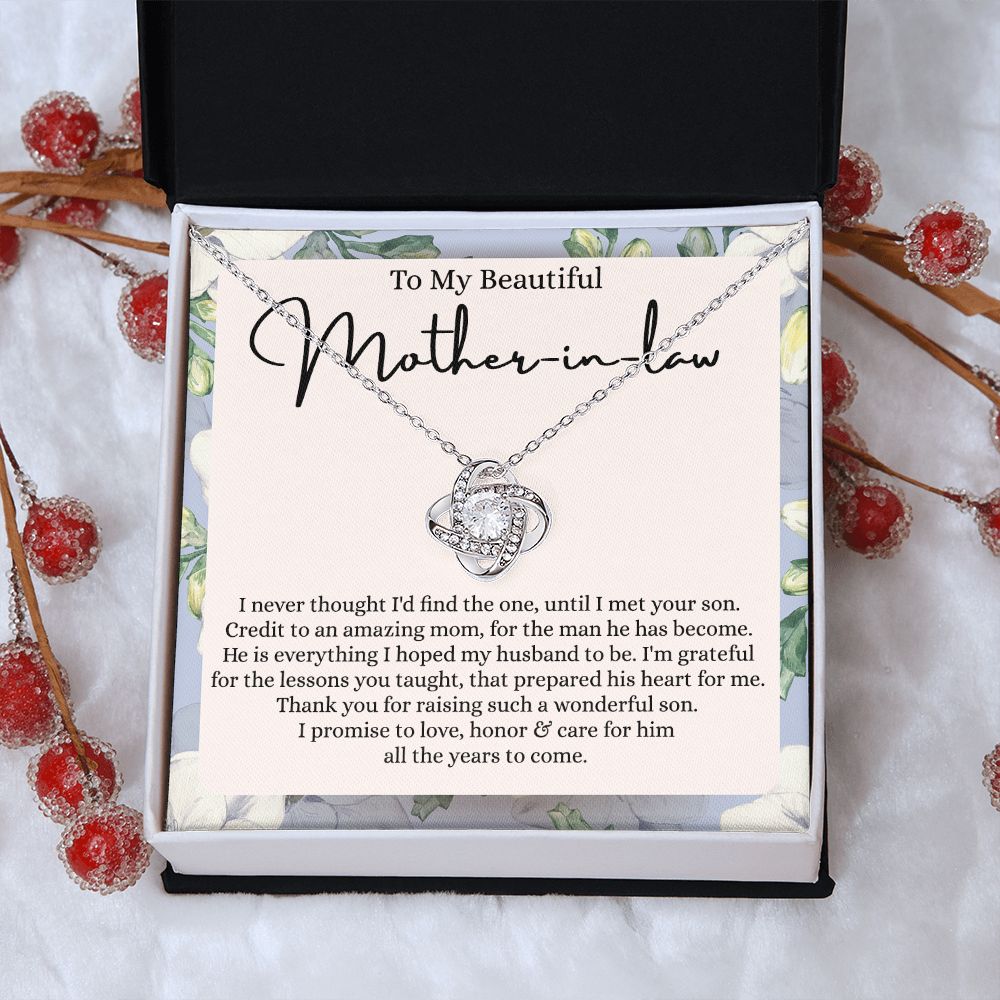 Mother In Law Gift Necklace, To My Beautiful Mother In Law Love Knot Necklace Gift From Daughter In Law, Mother And Daughter Gift Necklace Pendant, The Love Knot Necklace Gift For Mom Pendant Love Knot Necklace 6323
