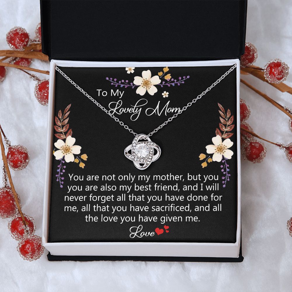 Lovely Mom Necklace, To My Mom Necklace From Daughter Gift For Mom On Birthday Gift Anniversary, Mother' Day Wedding Day Necklace Gift For Mom, Lovely Mom Jewelry Gift For Women, Mom Gift Necklace Love Knot Necklace 6323