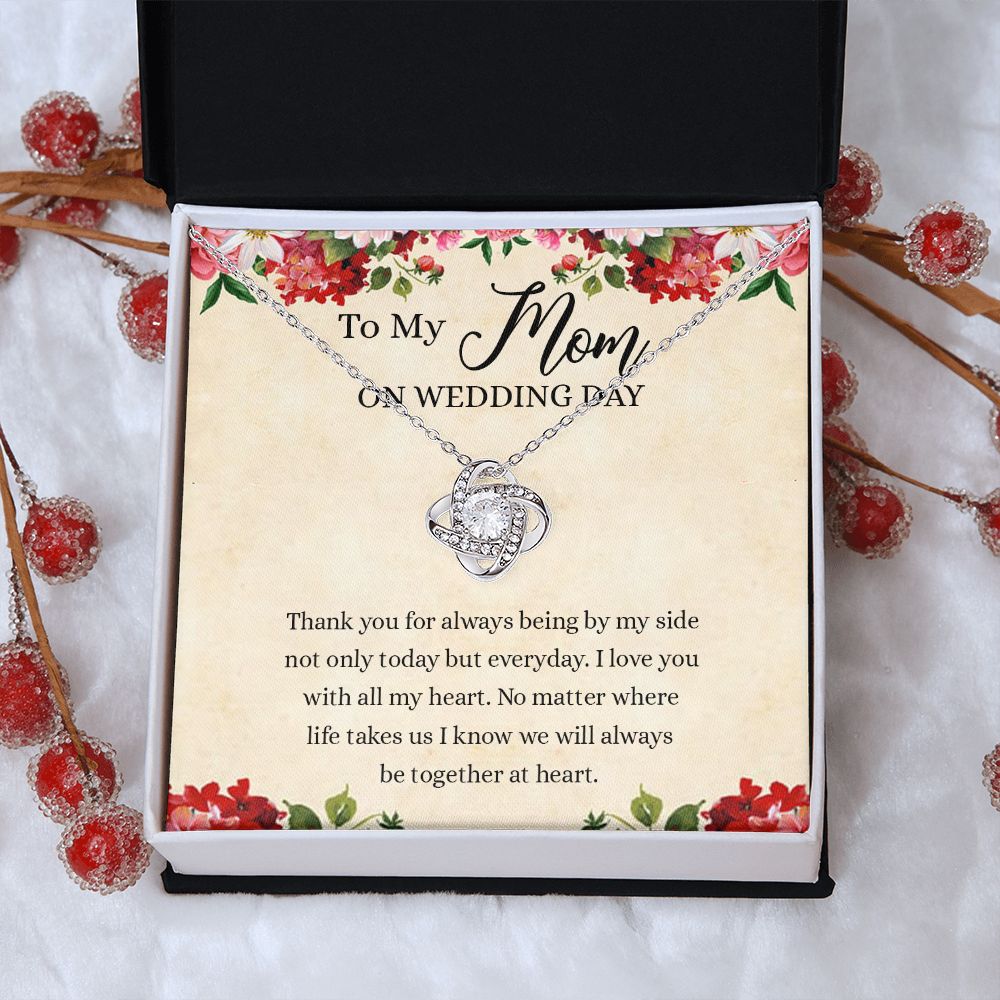 To My Mom Love Knot Necklace Gift for Mom on Wedding Day, Gift Necklace for Mother of The Groom, Gift for Bridesmaid Proposal Gift Necklace, To My Mom Gift Necklace On Wedding Day from Daughter Love Knot Necklace 6323