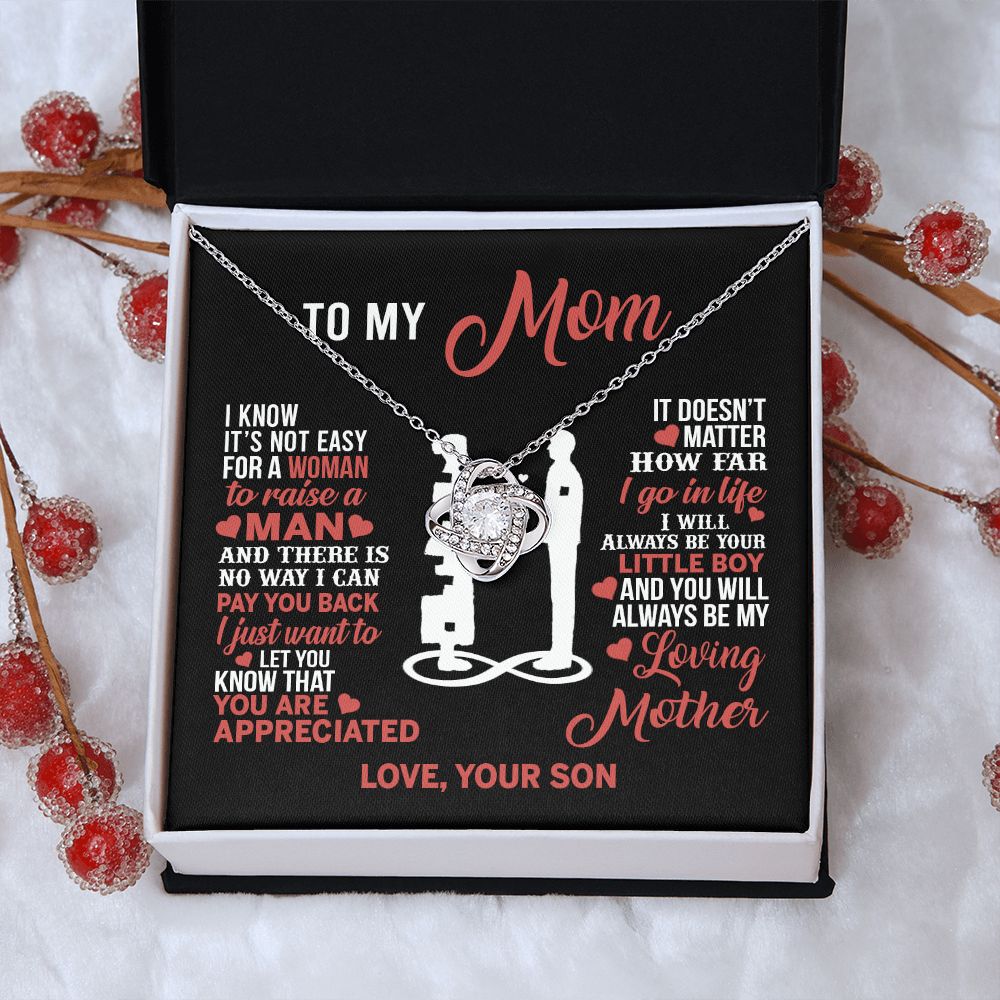 Mom Necklace Mothers Day Gift From Son To My Mom Necklace from Son Love Knot Necklace Gift Mom