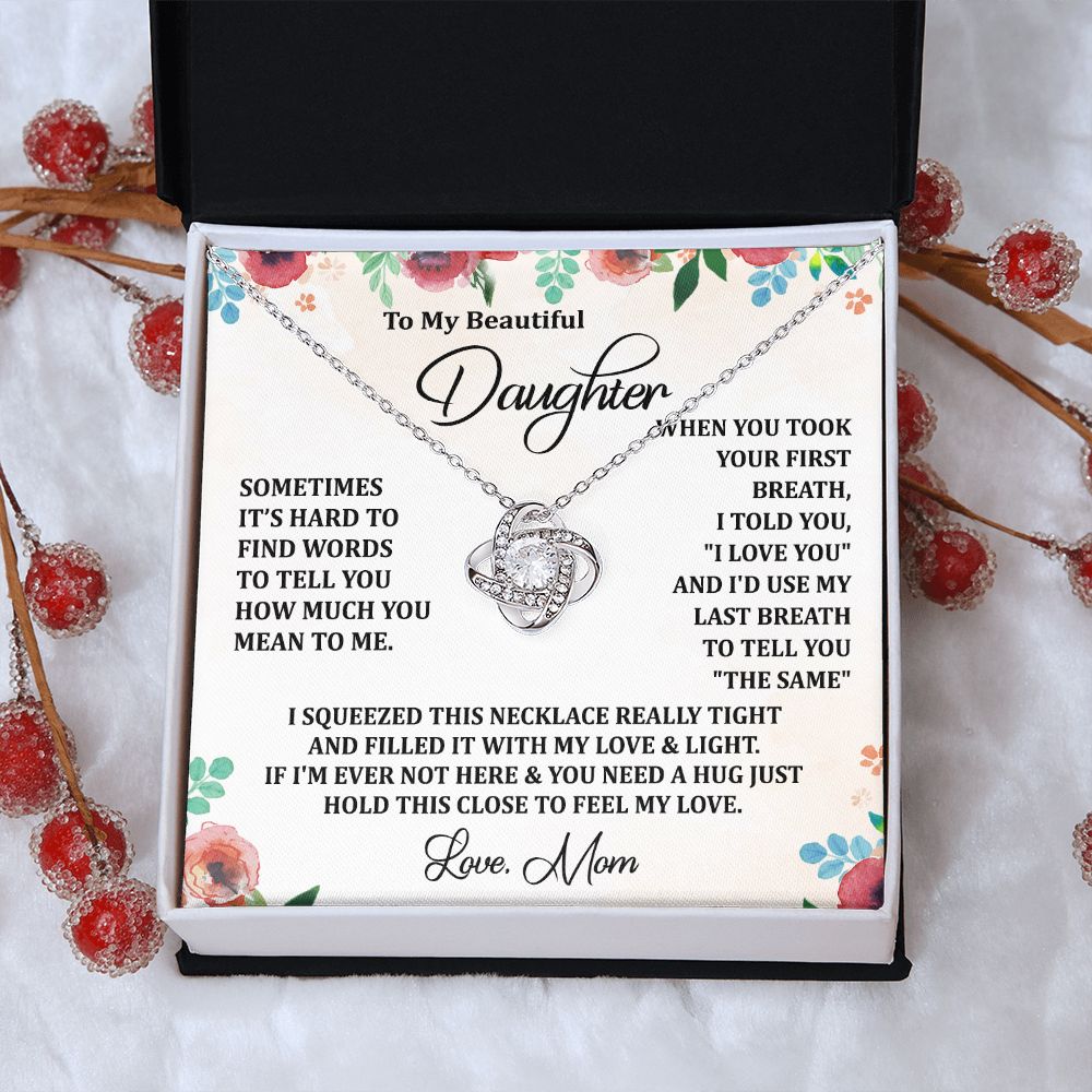 To My Daughter Necklace Love Knot Necklace Gift for Daughter from Mom Christmas Daughter Necklace Gift from Mom Birthday Gift Daughter Necklace for Teen Girl Jewelry Gift for Daughter Mother Daughter Necklace