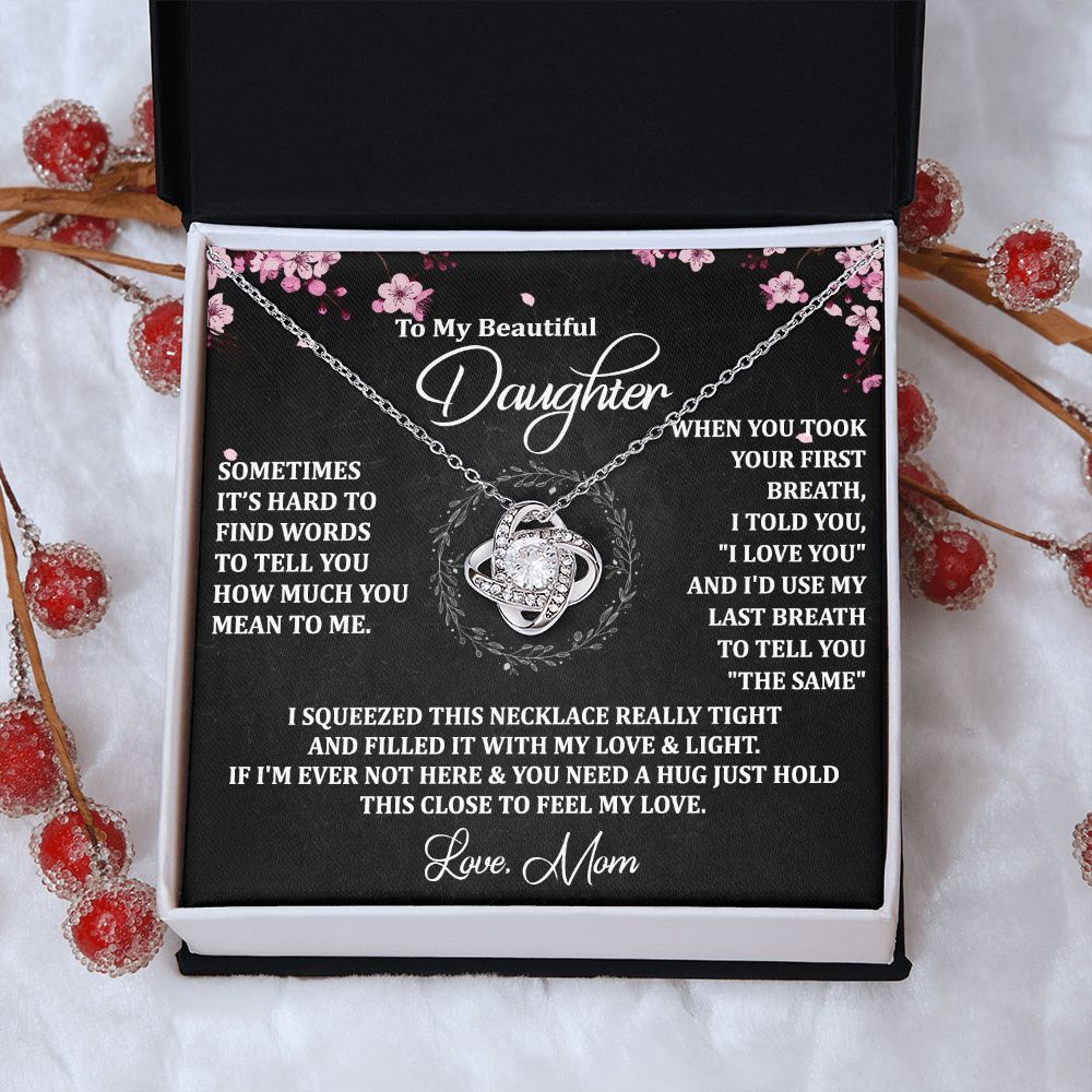 To My Daughter Necklace Love Knot Necklace Gift for Daughter from Mom Jewelry Gift for Daughter Birthday Gift Daughter Necklace for Teen Girl Mother Daughter Necklace Christmas Daughter Necklace Gift from Mom
