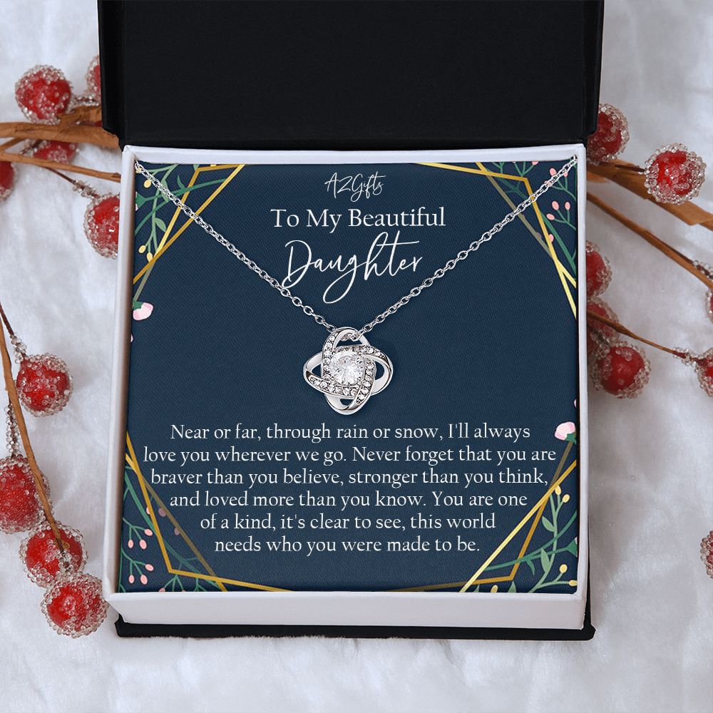 Mother Daughter Necklace Gift for Daughter from Mom To My Daughter Necklace Love Knot Necklace Jewelry Gift for Daughter Christmas Daughter Necklace Gift from Mom Birthday Gift Daughter Necklace for Teen Girl