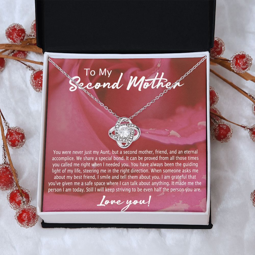 Second Mother Necklace, To My Second Mom Love Knot Necklace From Son, Second Mother Gift Necklace, Mother Pendant Gift Necklace From Daughter Or Son, Jewelry Gift For Women, Boyfriend's Mom Gift Love Knot Necklace 6323