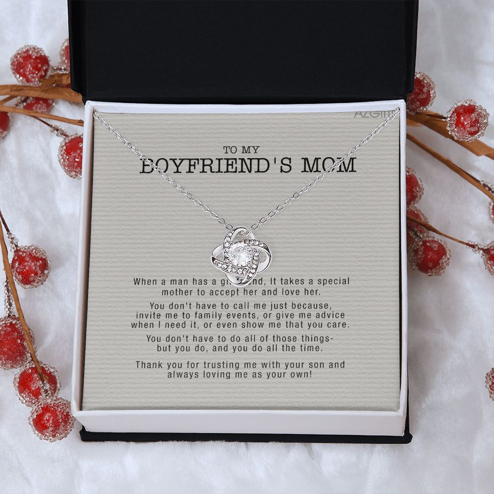 Gifts for Boyfriend's Mom Necklace, To My Boyfriends Mom Necklace, Boyfriend's Mom Gifts, Gifts For My Boyfriends Mom Love Knot Necklace From Man, Boyfriends Mom Christmas Necklace Mother's Day Love Knot Necklace 6323