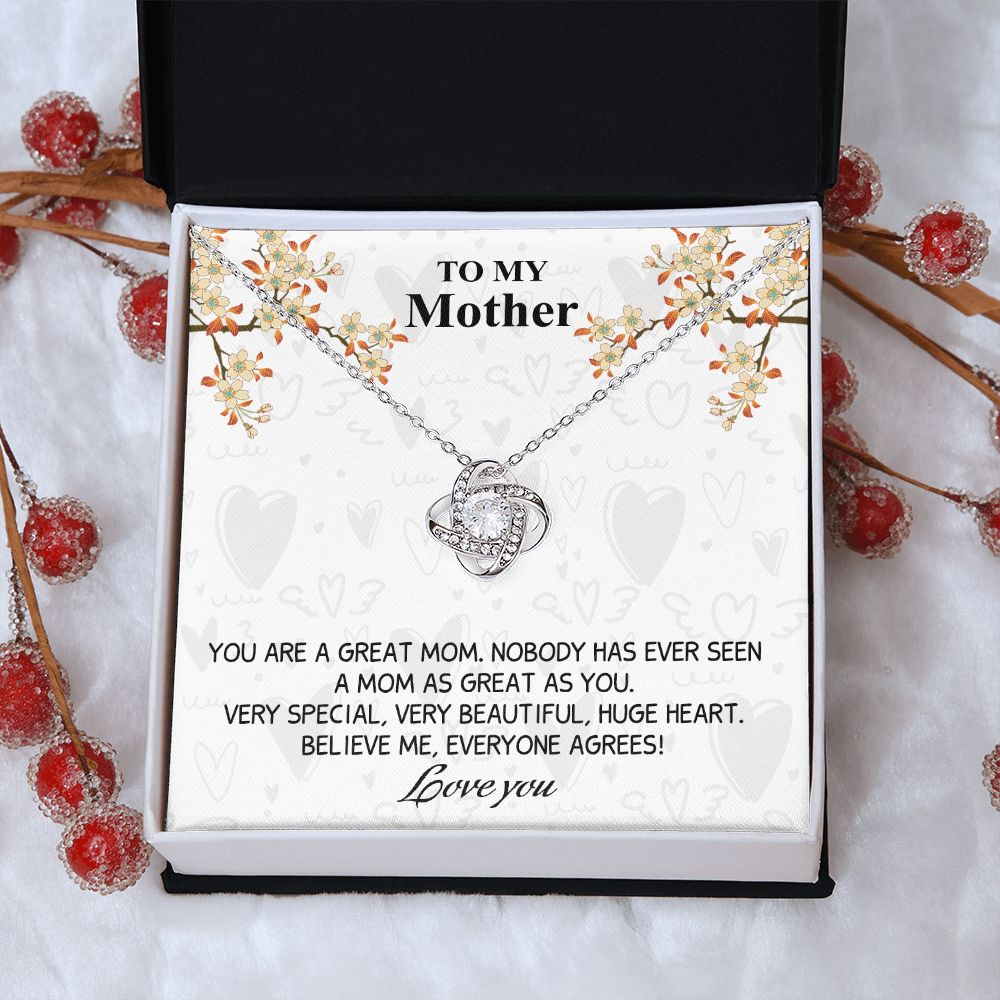 Great Mom Necklace, To My Mother Necklace From Daughter, The Love Knot Necklace Gift For Mom, Jewelry Gift For Women, Mother And Daughter Gift Necklace I Love You From Daughter To Mom Pendant Love Knot Necklace 6323
