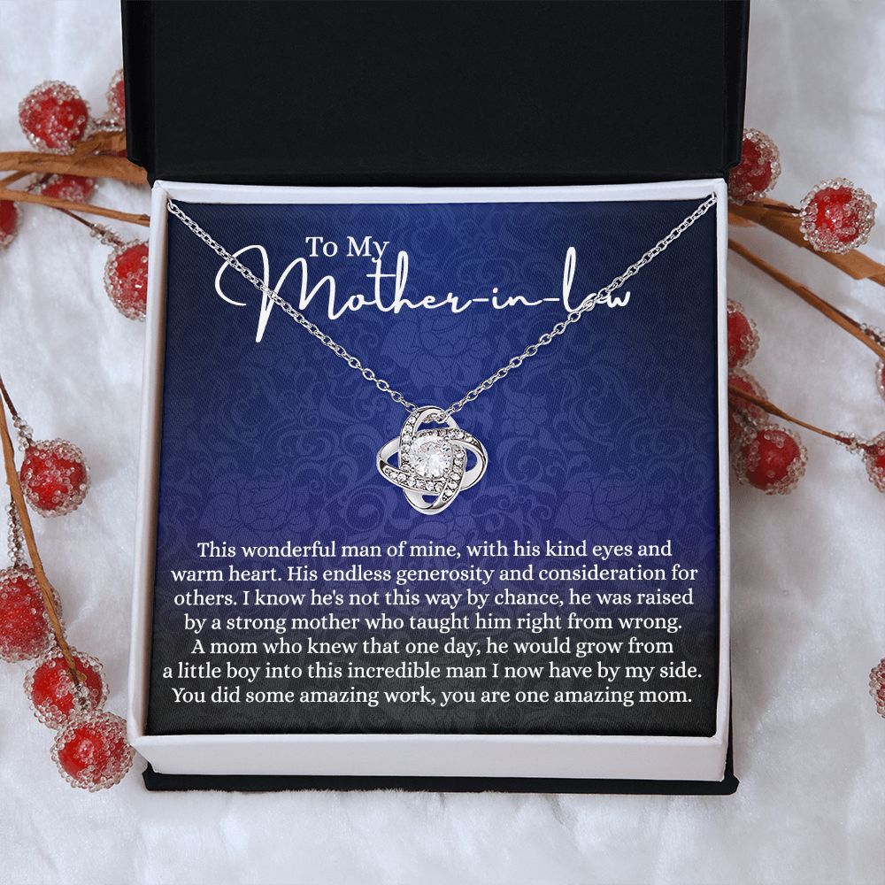 Happy Mother's Day Necklace - To My Mother In Law Love Knot Necklace From Son This Wonderful Man Of Mine, Mother In Law And Son In Law Gift Necklace Gift For Amazing Mom Jewelry Gift For Women Love Knot Necklace 6323