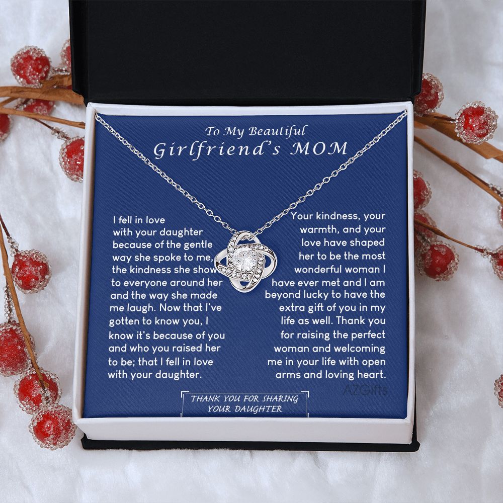 To My Girlfriend's Mom Necklace, Beautiful Girlfriend's Mom Necklace From Daughter Girlfriend's Mom Love Knot Necklace Gift Necklace For Girlfriend's Mom From Daughter Girlfriend's Mom Gift Necklace