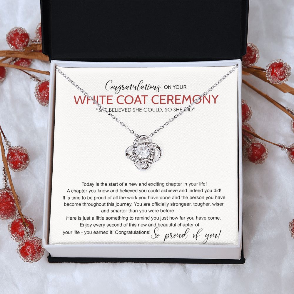 White Coat Ceremony Necklace Gift Chiropractor White Coat Ceremony Necklace New Doctor Gift On Congrats Graduation Pendants Gift For Daughter, Granddaughter, Sister, White Coat Ceremony Gift Necklace Love Knot Necklace 6323
