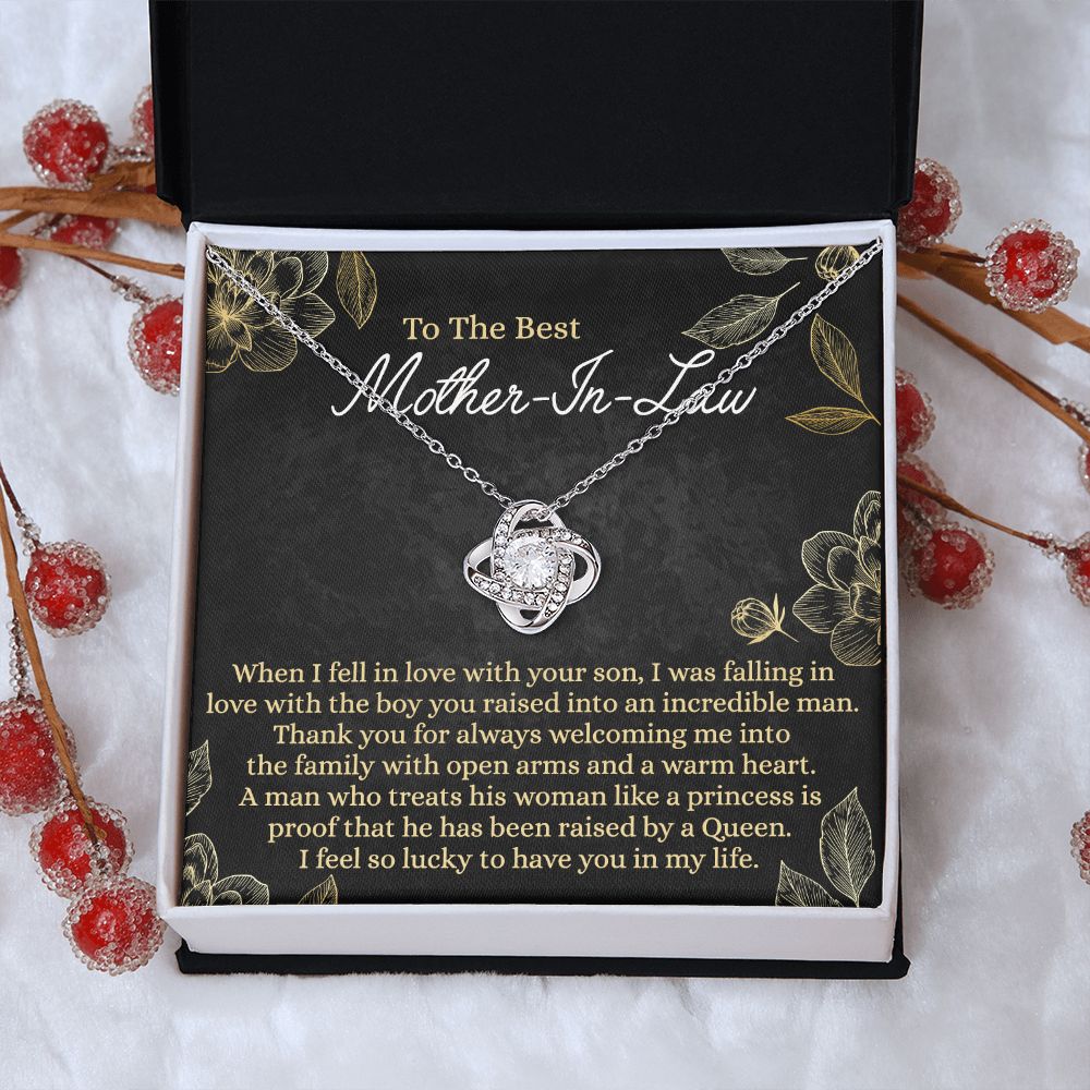 Mother In Law Gift Necklace, To The Best Mother In Law Love Knot Necklace From Daughter In Law, Jewelry Gift for Women, Mother In Law, Bonus Mom Gift Necklace, Mother-In-Law Gift Love Knot Pendant Love Knot Necklace 6323