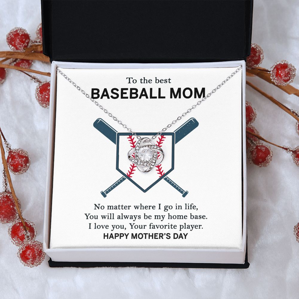 Baseball Mom Necklace, To The Best Baseball Mom Necklace From Son, Favorite player Necklace Gift For Mom, Happy Mother's Day Necklace Gift For Baseball Mom Love Knot Necklace Jewelry Gift For Women Love Knot Necklace 6323