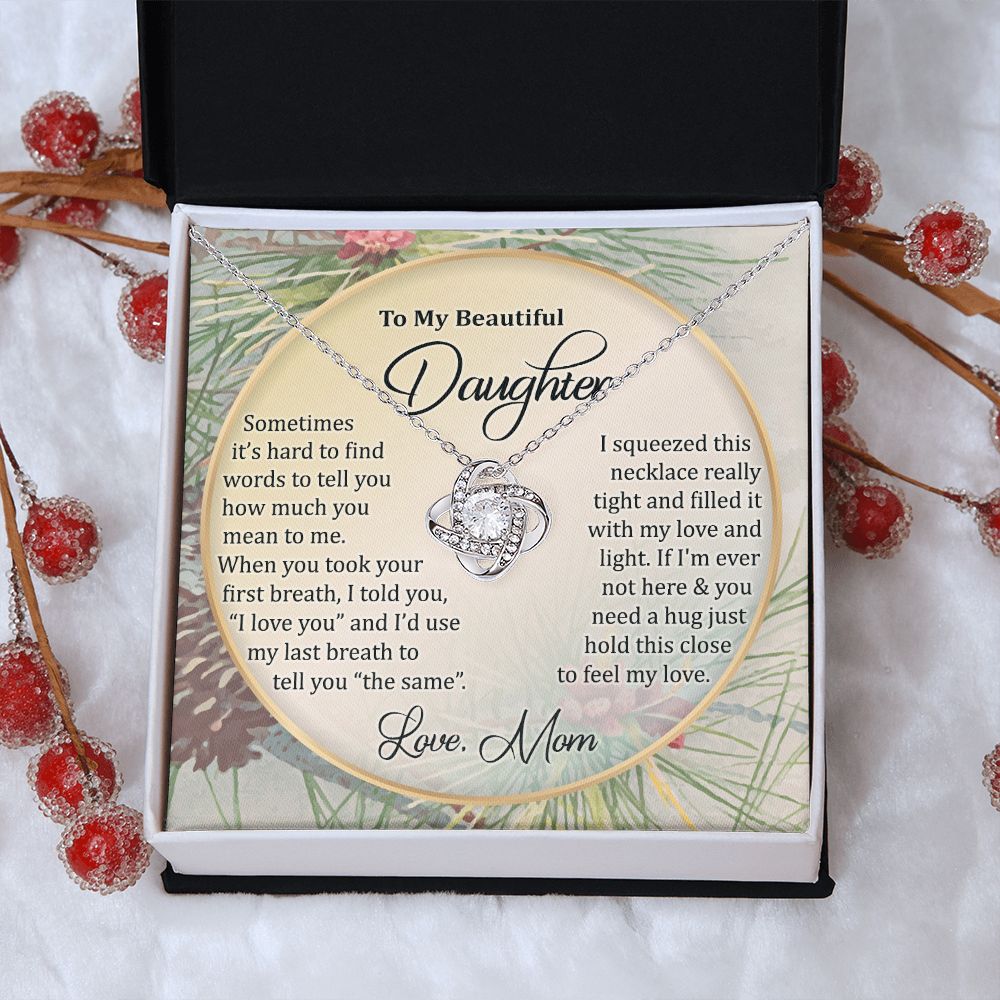To My Daughter Necklace Love Knot Necklace Gift for Daughter from Mom Birthday Gift Daughter Necklace for Teen Girl Christmas Daughter Necklace Gift from Mom Mother Daughter Necklace Jewelry Gift for Daughter