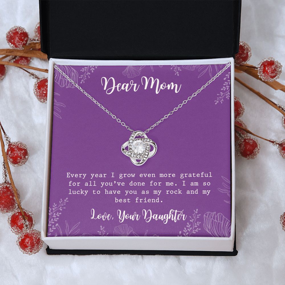 Dear Mom Necklace, To My Mom Love Knot Necklace From Daughter My Best Friend Gift Necklace For Mom, Birthday Gift For Mom, Anniversary Pendant Gift For Mom, Jewelry Gift For Mom From Daughter Git Love Knot Necklace 6323