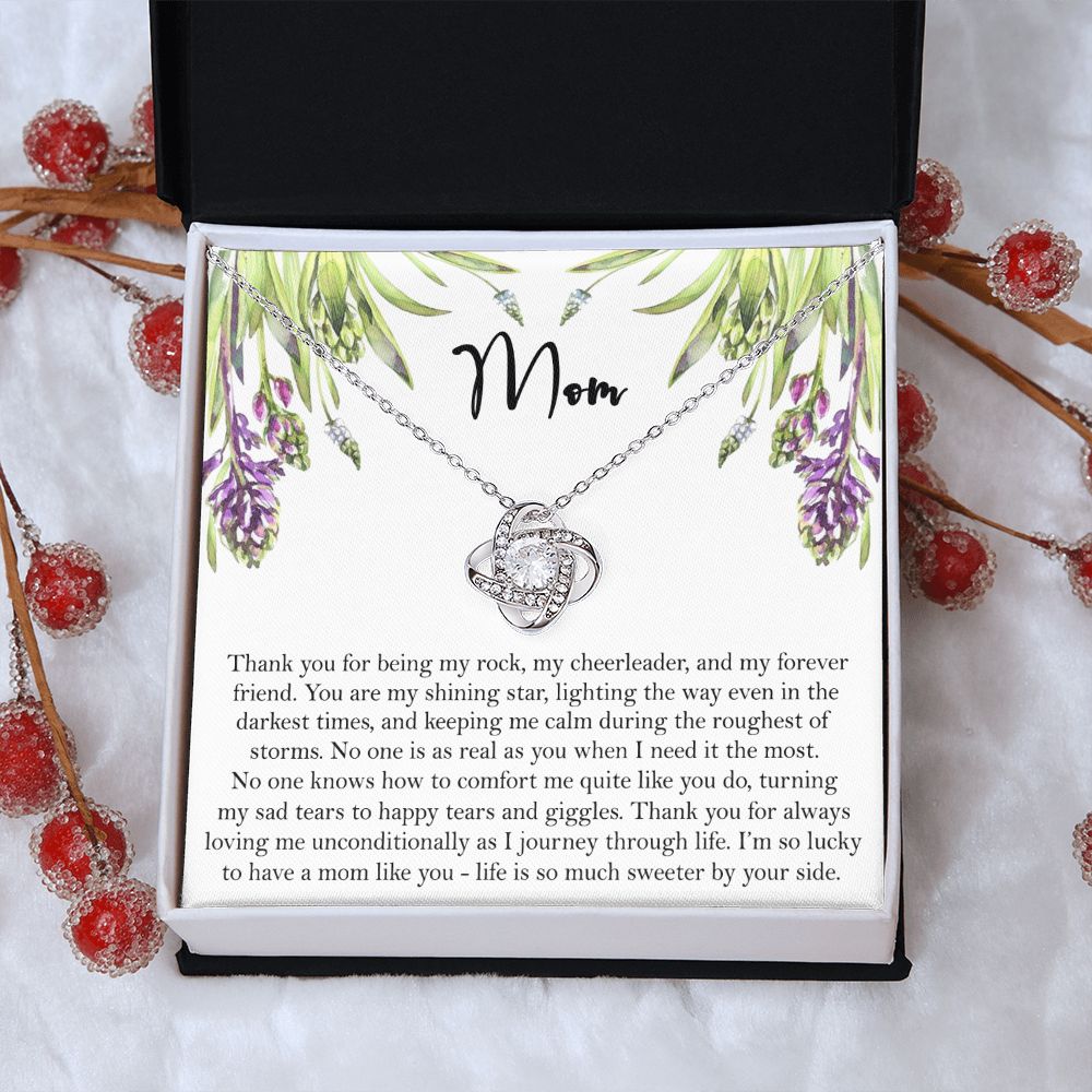 Thank You Mom Gift Necklace, To My Mom Love Knot Necklace Gift From Daughter And Mother Love Knot Pendant Gift For Mom, Bonus Mom Gift Necklace Thank You Pendant Gift For Mom, Jewelry Gift For Women
