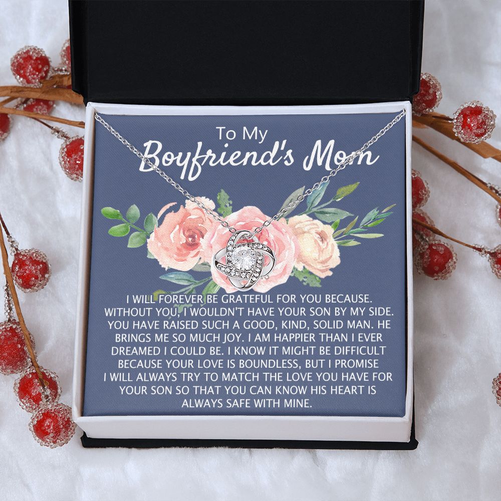 To My Boyfriend's Mom Necklace Gift, Mother's Day Necklace Gift, Birthday Gift For Boyfriend's Mom, Boyfriend's Mom Love Knot Necklace For Women Jewelry Gifts For Boyfriends Mom From Girlfriend Mom