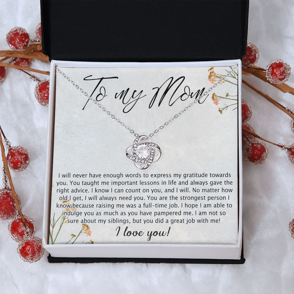 Mom Gift Necklace, To My Mom Love Knot Necklace Gift From Daughter Son Gift For Mom, Mother And Daughter Gift Necklace Personalized Gift Necklace For Mom Pendant, Love Knot Necklace Gift For Women Love Knot Necklace 6323
