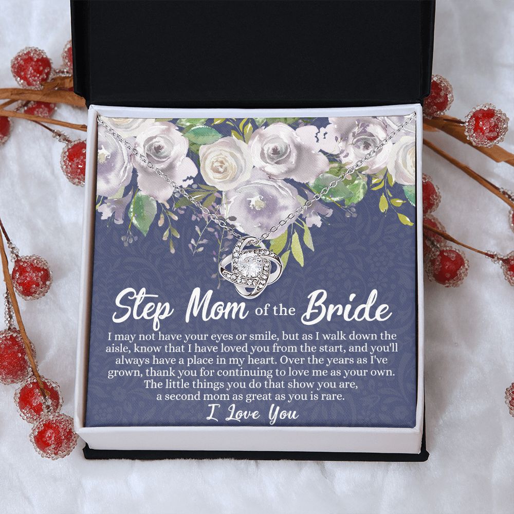 Mom Of The Bride Gift Necklace, To My Step Mom Love Knot Necklace From Daughter, Step Mom Gift Necklace - Second Mom Gift Necklace, Jewelry Gift For Women, Daughter To Step Mom Of The Bride Necklace Love Knot Necklace 6323