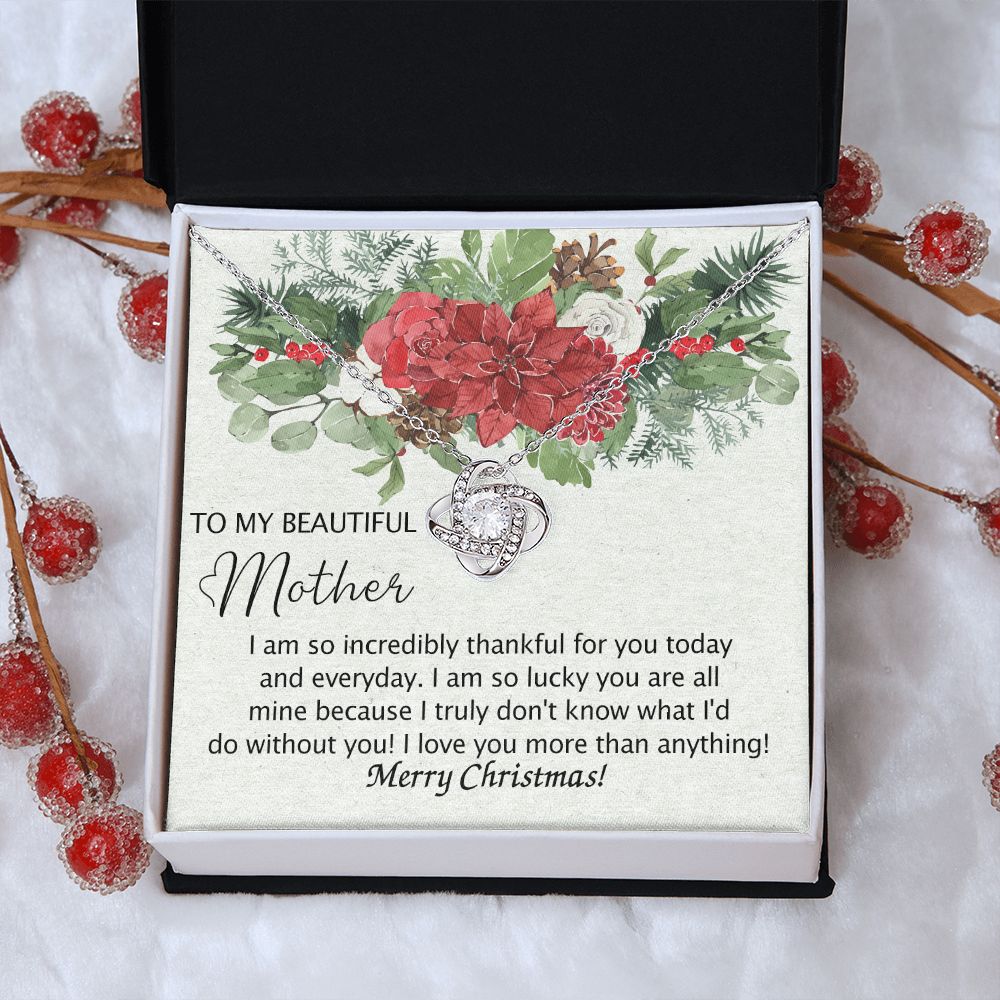 Beautiful Mother Gift Necklace - To My Beautiful Mother Love Knot Necklace From Daughter, Merry Christmas Necklace Gift For Mother Necklace Gift On Christmas To Mom, Birthday Gift For Beautiful Mom Love Knot Necklace 6323