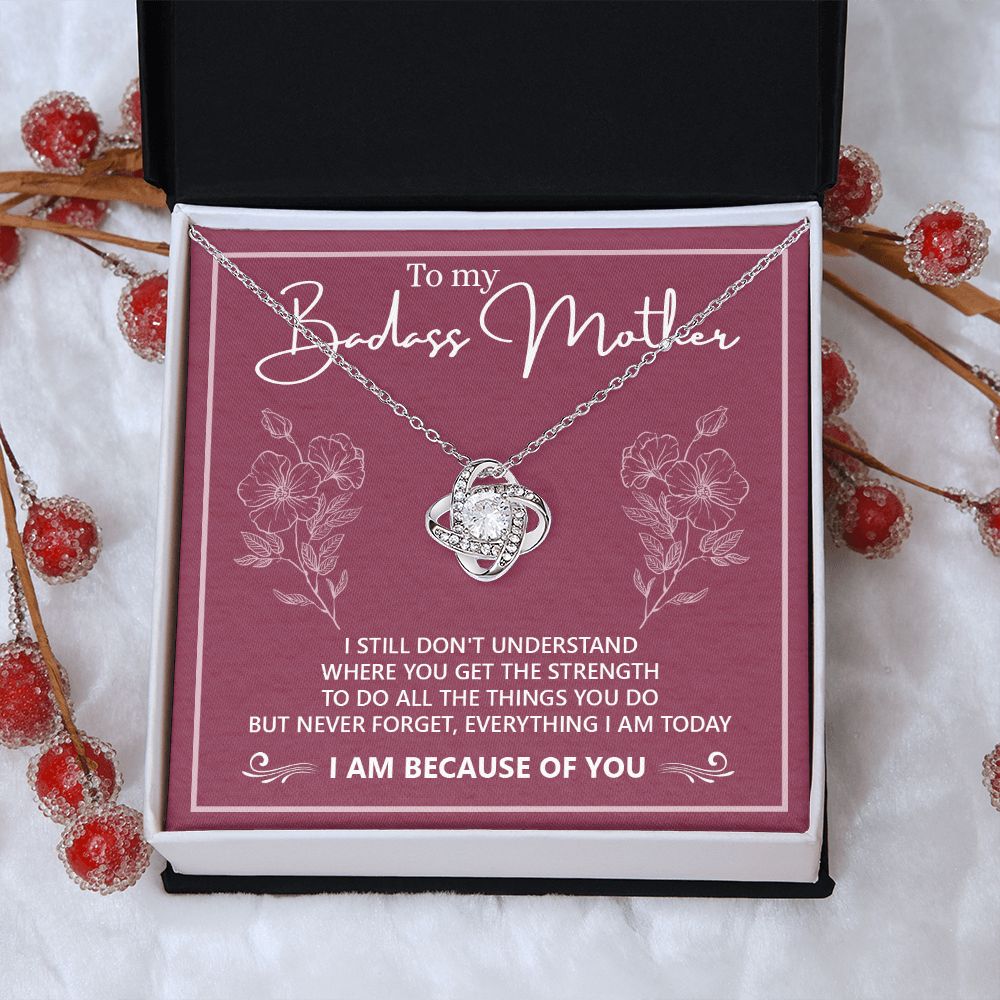 Badass Mother Necklace, To My Badass Mother Love Knot Necklace, Badass Mom Gift Necklace, Badass Mother Necklace Gift From Daughter, Mother's Day Necklace Gift For Mom, Jewelry Gift For Women Badass Love Knot Necklace 6323