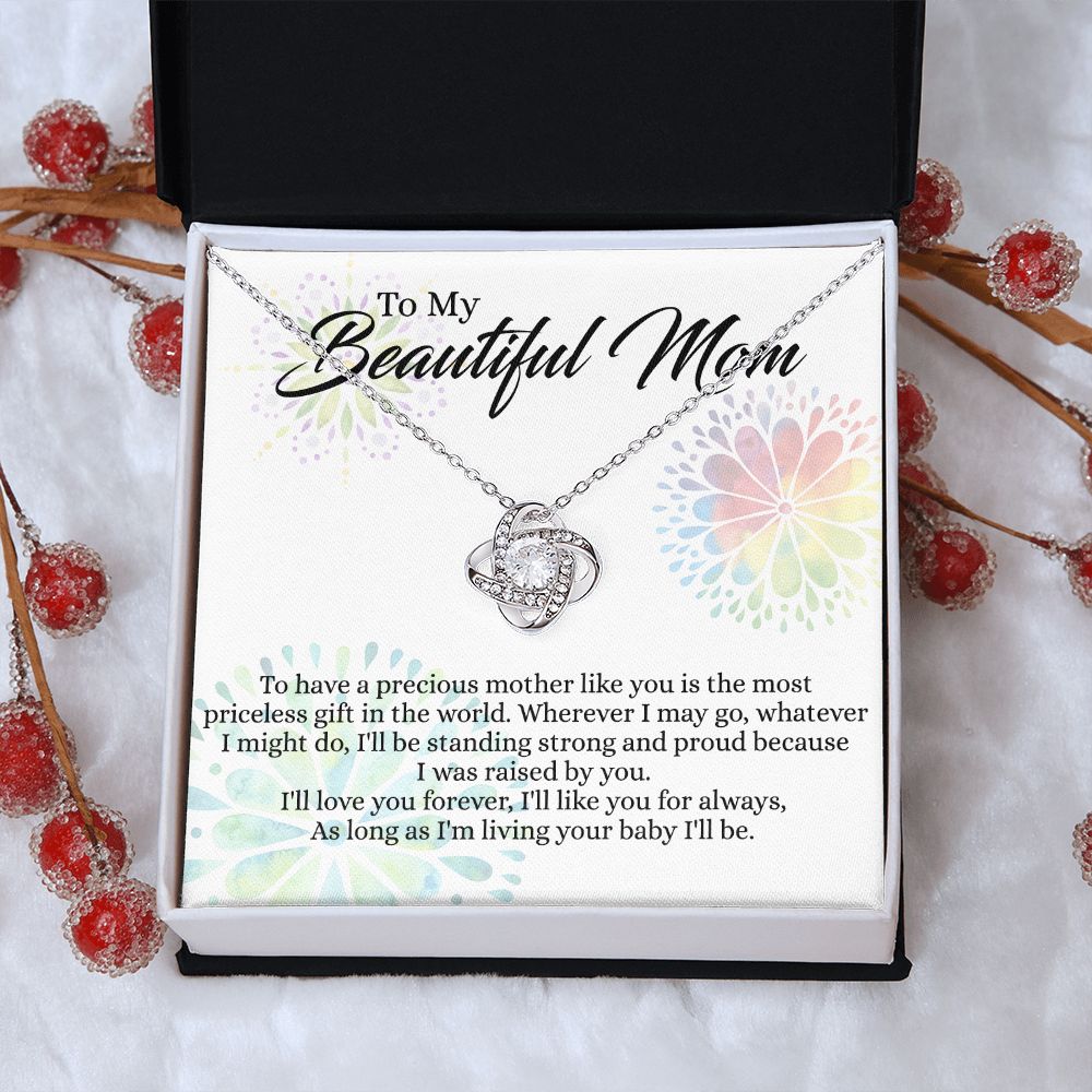 To My Mom Necklace, Mom Gifts, Mom Jewelry Box, Necklace for Mom, Gifts for Mom, Mother's Day Necklace Jewelry Gift For Mom, Birthday Gift For Mom, Thank you Mom Gift Love Knot Necklace for Mom
