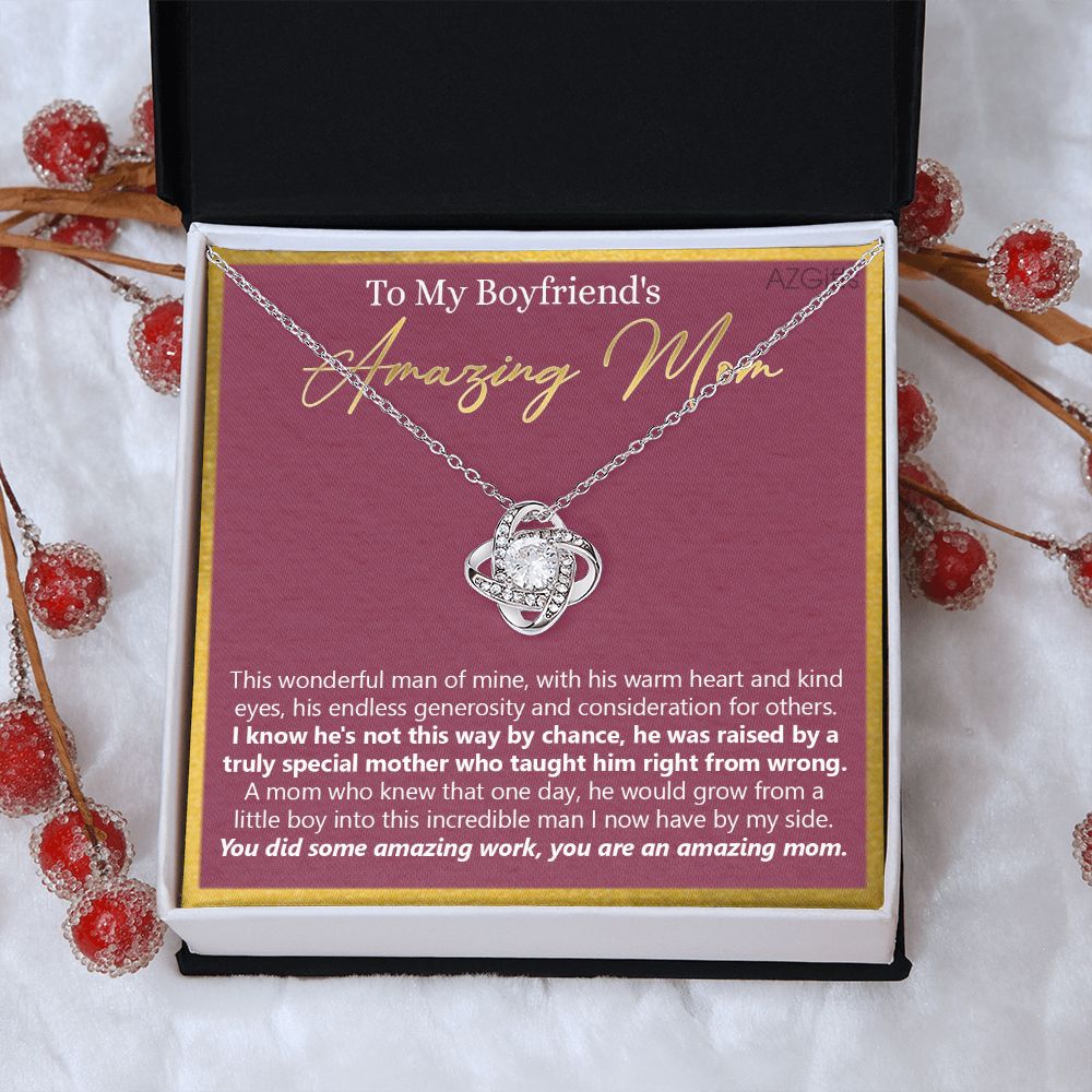 To My Boyfriends Mom Love Knot Necklace, Gifts For Boyfriend Mom, Boyfriends Mom Birthday Gift Idea, Boyfriend Mother Gift, Necklace For Boyfriends Mom, Mother's Day Gift Necklace For Women