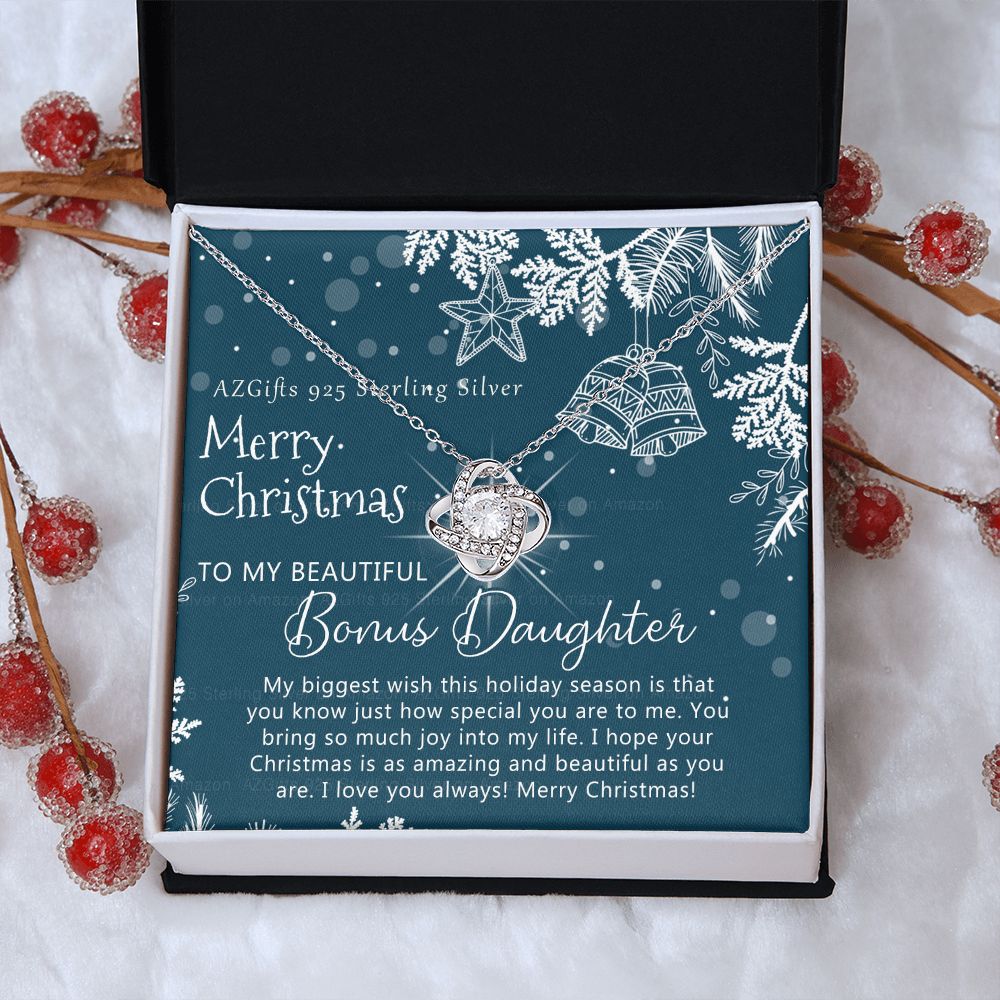 To My Bonus Daughter Necklace from Bonus Mom Christmas Necklace from Step Mom to Step-Daughter Second Daughter Other Daughter Christmas Pendant Gift for Her Girls