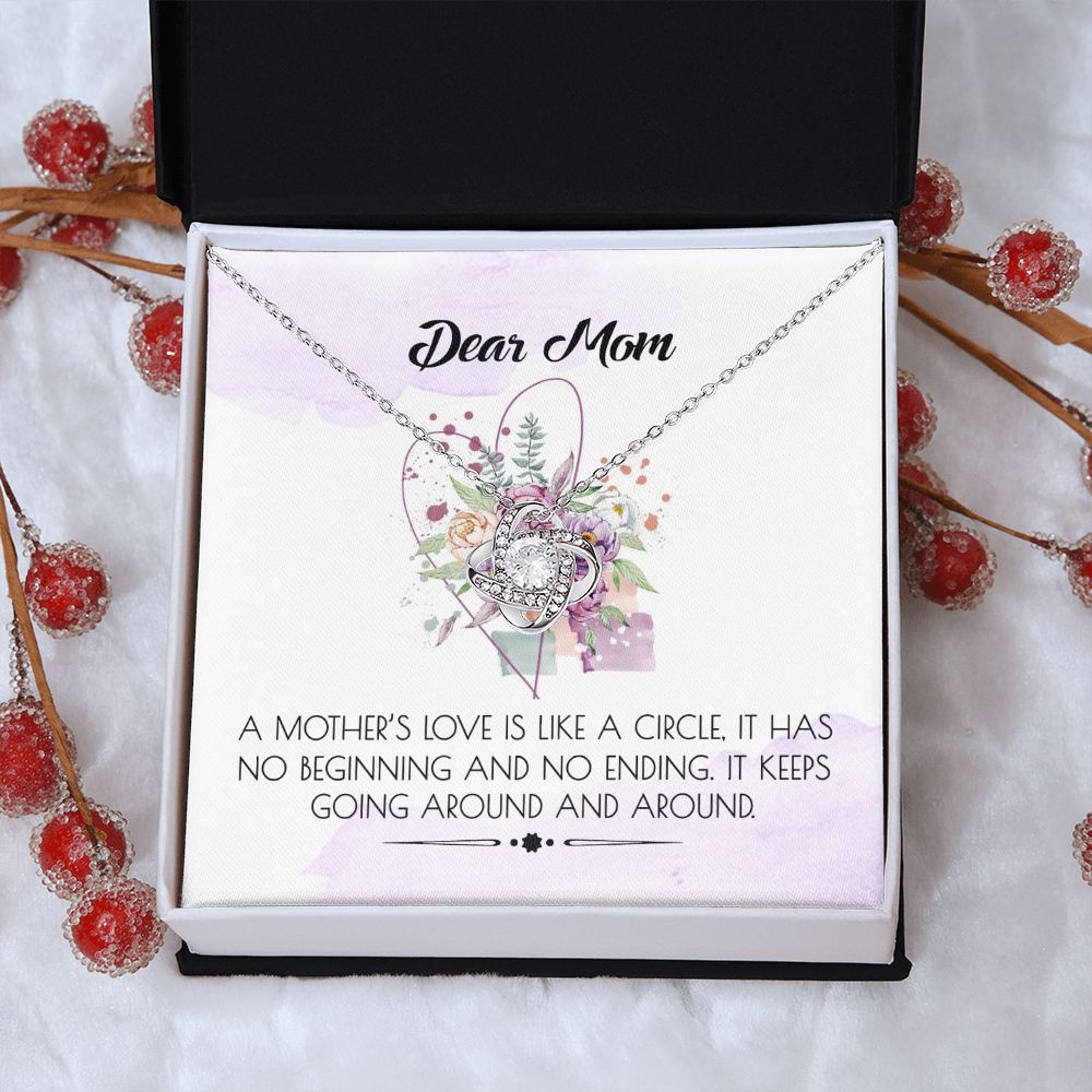 Mom Gift Necklace, Dear Mom Love Knot Necklace Gift From Daughter And Mother Love Knot Pendant Gift For Mom Bonus Mom Gift Necklace Around And Around Pendant Gift For Mom Jewelry Gift For Women Love Knot Necklace 6323