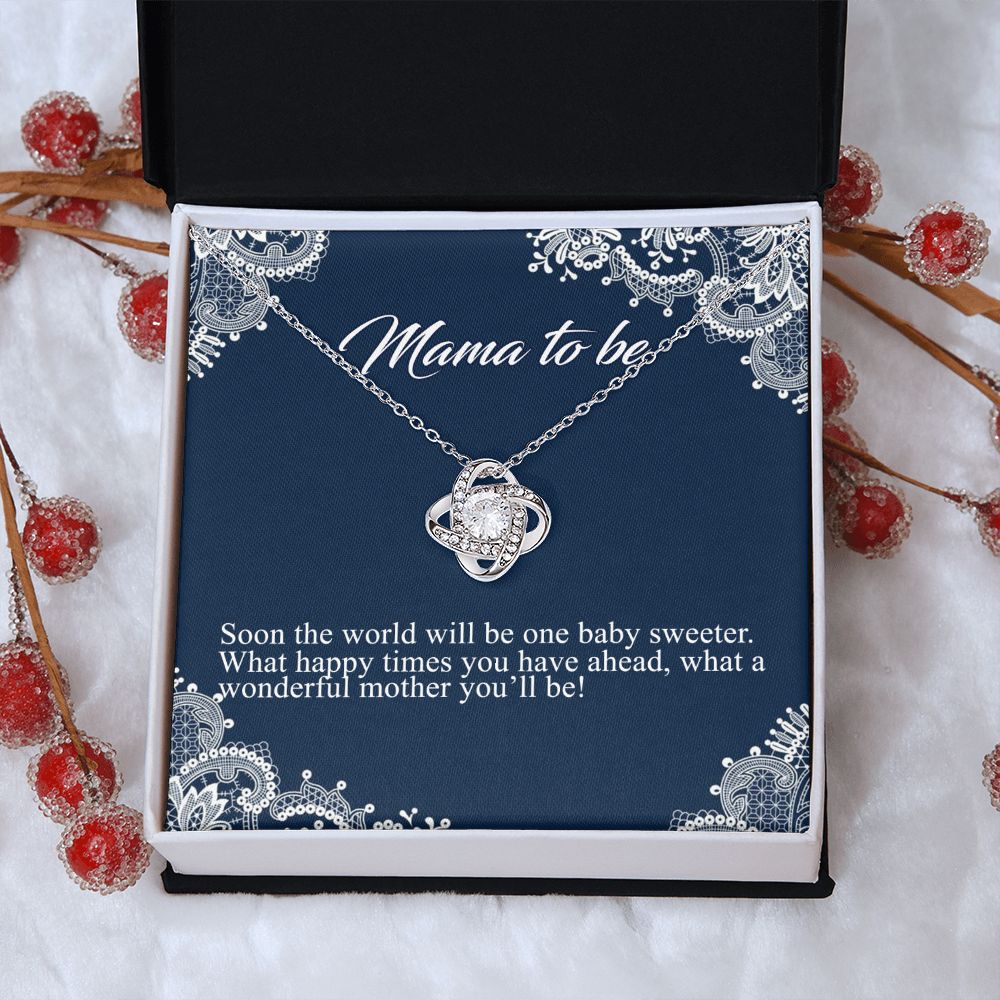 Mama To Me Gift Necklace, To My Mom Love Knot Necklace Gift For Mom From Daughter, Soon The World Mom Jewelry Gift For Women, Mother, Womenderful Mother Gift Necklace For Mama To be Pendant Gift Love Knot Necklace 6323