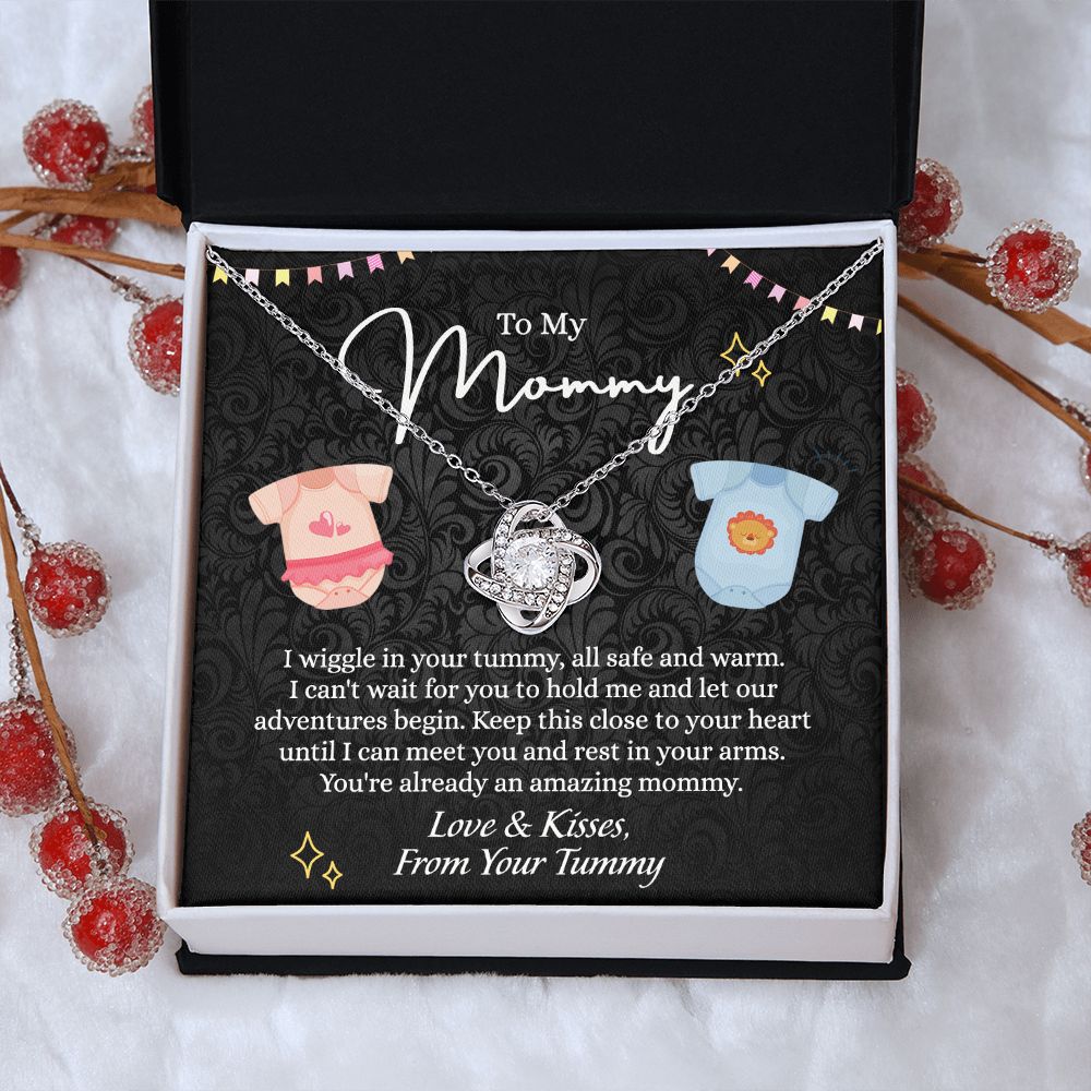 To My Mommy Love Knot Necklace, Mommy Gifts Necklace from Baby, Mommy Gift Necklace from Baby to Mom On Birthday, Gifts for Mom from Baby, New Mom Gift From Husband, New Mom Jewelry Gift For Wome Love Knot Necklace 6323