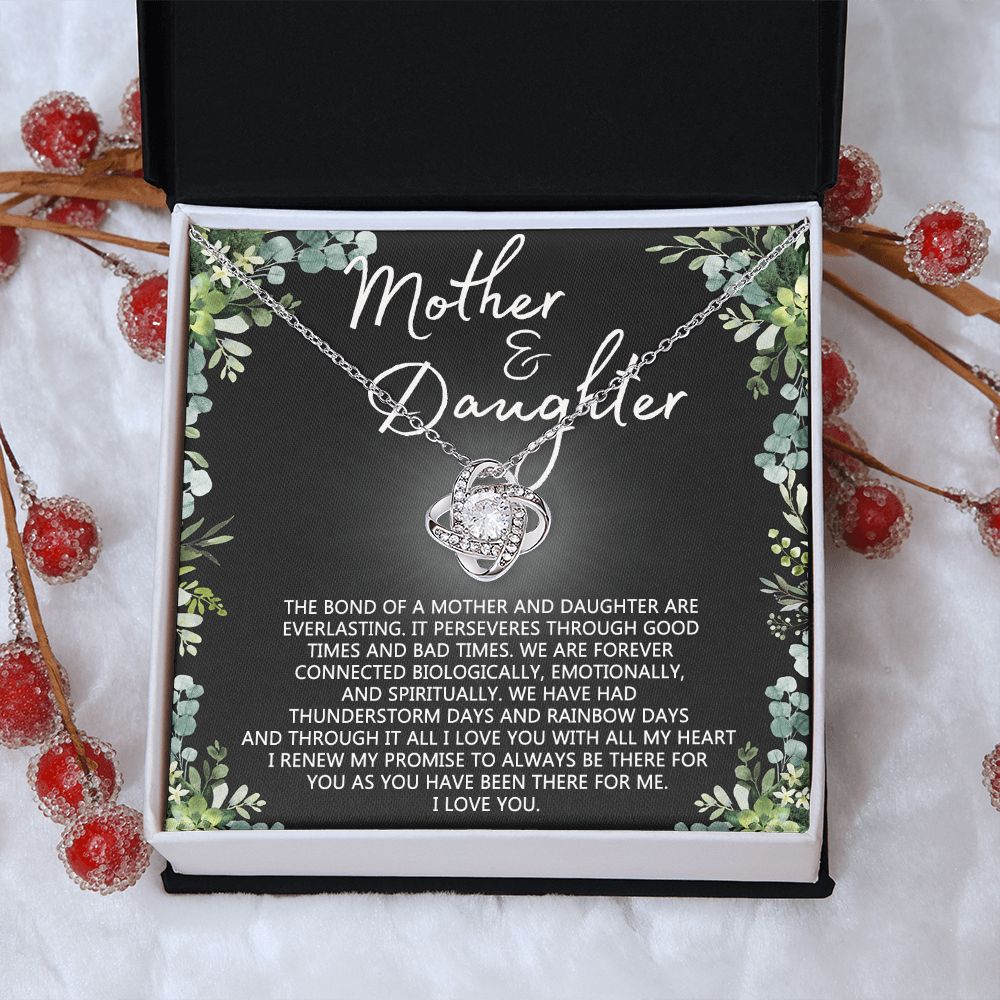 Mother And Daughter Necklace, Mothers day Necklace Gift For Mother, To My Mother Love Knot Necklace Gift From Daughter To Mom Jewelry Gift For Women Bonus Mom Boyfriend's Mom Gift Necklace Love Knot Necklace 6323