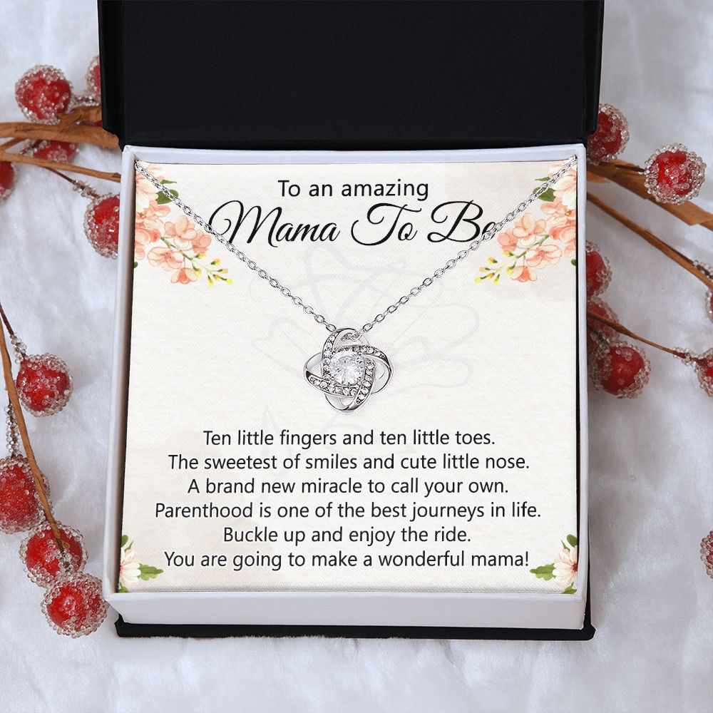 To An Amazing Mama To Be Necklace, New Mom Necklace, Mama To Be Love Knot Necklace Gift for New Mommy, Mother's Day Necklace Gift for New Mom New Mother Gift Necklace Pregnancy Gift for Mama Mommy