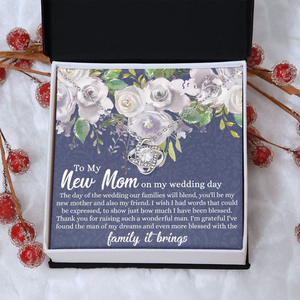 New Mom Necklace - To My New Mom Love Knot Necklace Gift From Daughter, My Wedding Day Necklace Gift For Mom, Wedding Mom Gift Necklace From Daughter, New Mom On My Wedding Day Gift Necklace For Mom Love Knot Necklace 6323