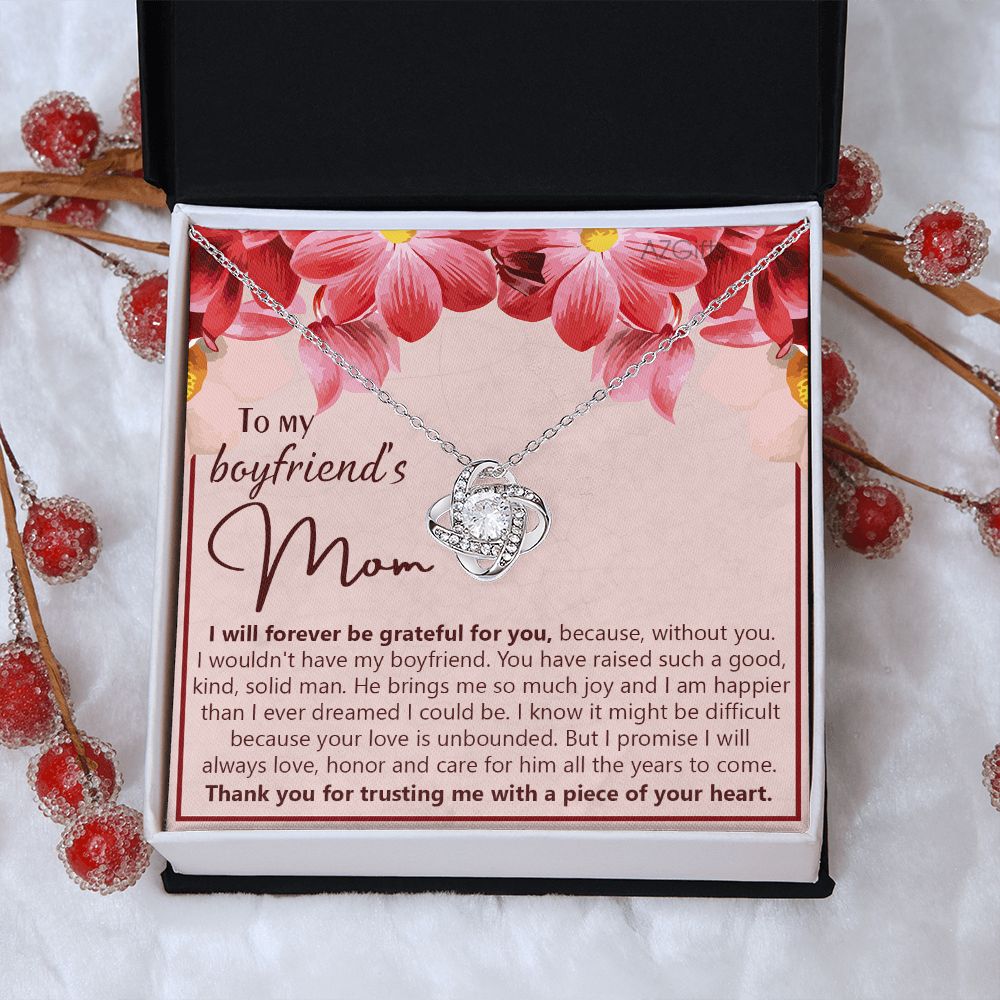 To My Boyfriend's Mom Necklace Gift For Boyfriends Mom, Love Knot Necklace For Boyfriend's Mom, Boyfriend's Mom Gifts From Girlfriend Mom Mother's Day, Xmas Holiday Present Jewelry For Women