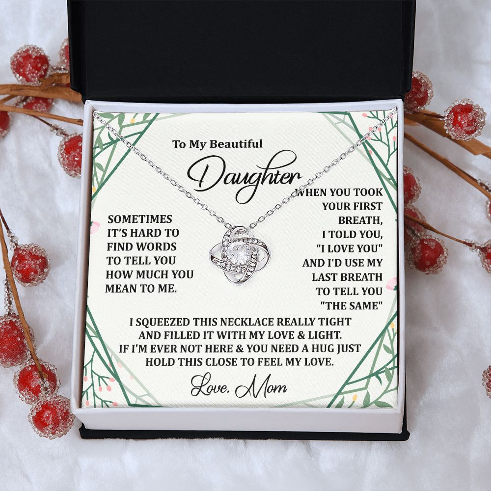 To My Daughter Necklace Love Knot Necklace Gift for Daughter from Mom Birthday Gift Daughter Necklace for Teen Girl Christmas Daughter Necklace Gift from Mom Jewelry Gift for Daughter Mother Daughter Necklace