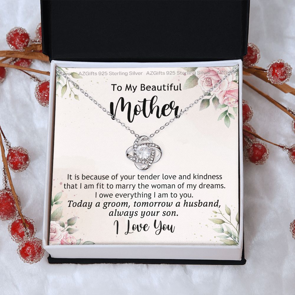 To My Beautiful Mother Necklace, The Love Knot Necklace Gift For Mom, Mother, Bonus Mom Gift Necklace, Beautiful Mom Gift Necklace From Son, Love Always Your Son Necklace Gift For Mother, Mom Gift