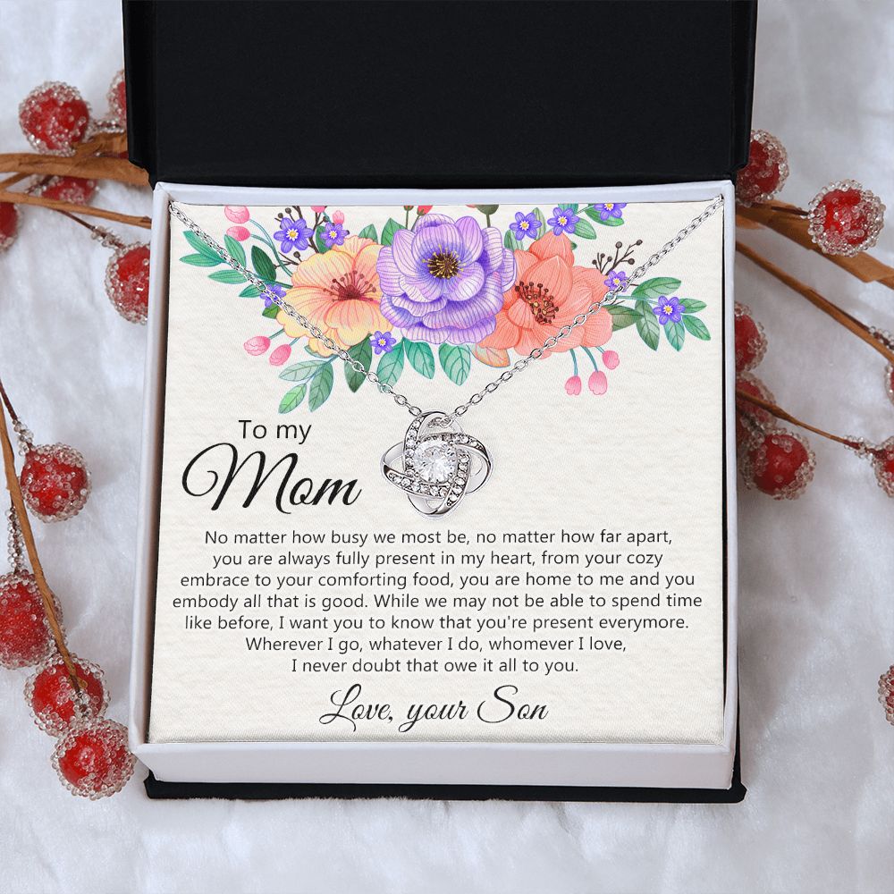 To My Mom Love Your Son Necklace, Meaningful Gift Necklace for Mom, To My Mom Love Knot Necklace, Jewelry Gift For Women, Pendant Gift for Mom, Son to Mom Jewelry Mom Gift Necklace on Mother's Day Love Knot Necklace 6323