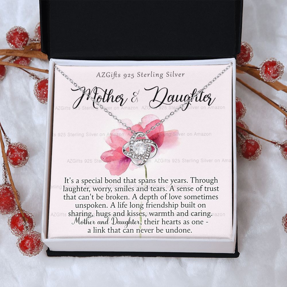 Mother Daughter Gift Necklace, To My Mother Love Knot Necklace with Message Card And Box Gift For Mother To Daughter Gift Necklace for Mom from Daughter Gift Birthday Gift for Mom Daughter Necklace Love Knot Necklace 6323