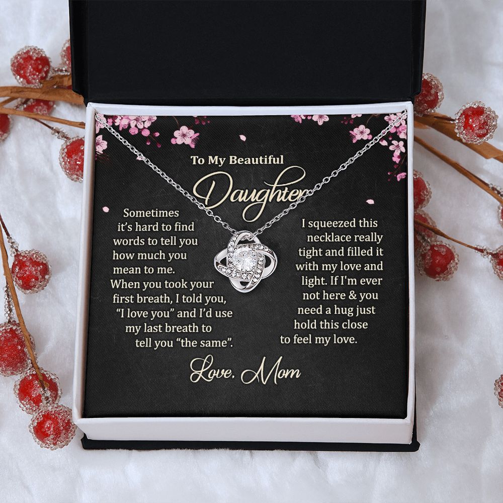 To My Daughter Necklace Love Knot Necklace Gift for Daughter from Mom Mother Daughter Necklace Christmas Daughter Necklace Gift from Mom Jewelry Gift for Daughter Birthday Gift Daughter Necklace for Teen Girl