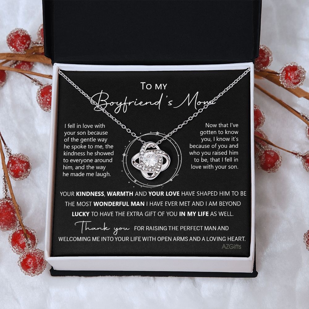 Gift For Boyfriend's Mom Necklace, Boyfriend Mom Gifts From Girlfriend, 14k Love Knot Necklaces For Boyfriends Mom, My Boyfriends Mom Gifts Necklace Mothers Day For Boyfriend Mom, Christmas Necklace Love Knot Necklace 6323