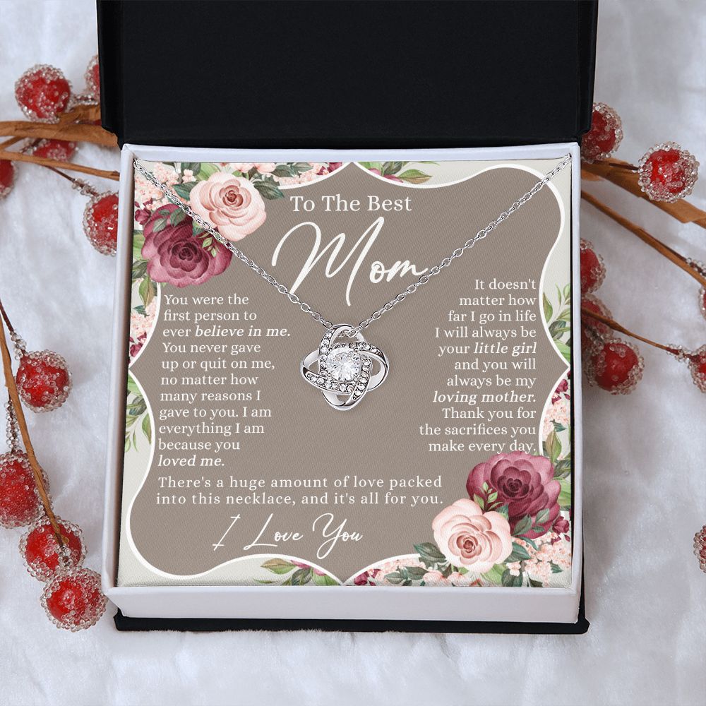 Mom Gift Necklace, To The Best Mom Love Knot Necklace Gift From Daughter, Mother And Daughter Gift Necklace Personalized Gift Necklace For Mom, Mother Thank You Love Knot Necklace Gift For Women Love Knot Necklace 6323