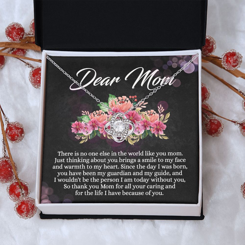 Dear Mom Gift Necklace, To My Mom Love Knot Necklace From Daughter, So Thank You Mom Necklace Gift For Mom Mother's Day Necklace Gift For Mom Birthday Gift For Mom Anniversary Jewlry Gift For Women Love Knot Necklace 6323