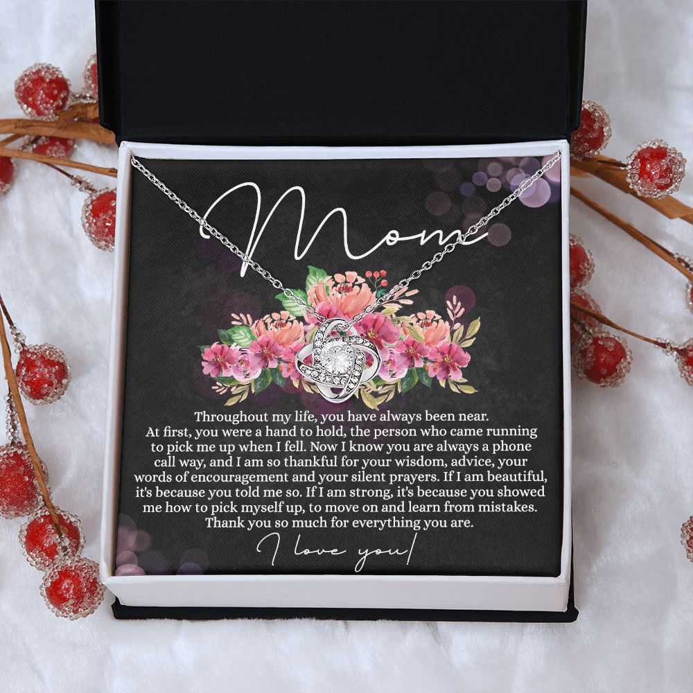 Mom Gift Necklace, To My Mom Love Knot Necklace From Daughter, Thank You Necklace Gift For Mom, Mother's Day Necklace Gift For Mom, Birthday Gift For Mom, Anniversary Jewlry Gift For Women Love Knot Necklace 6323