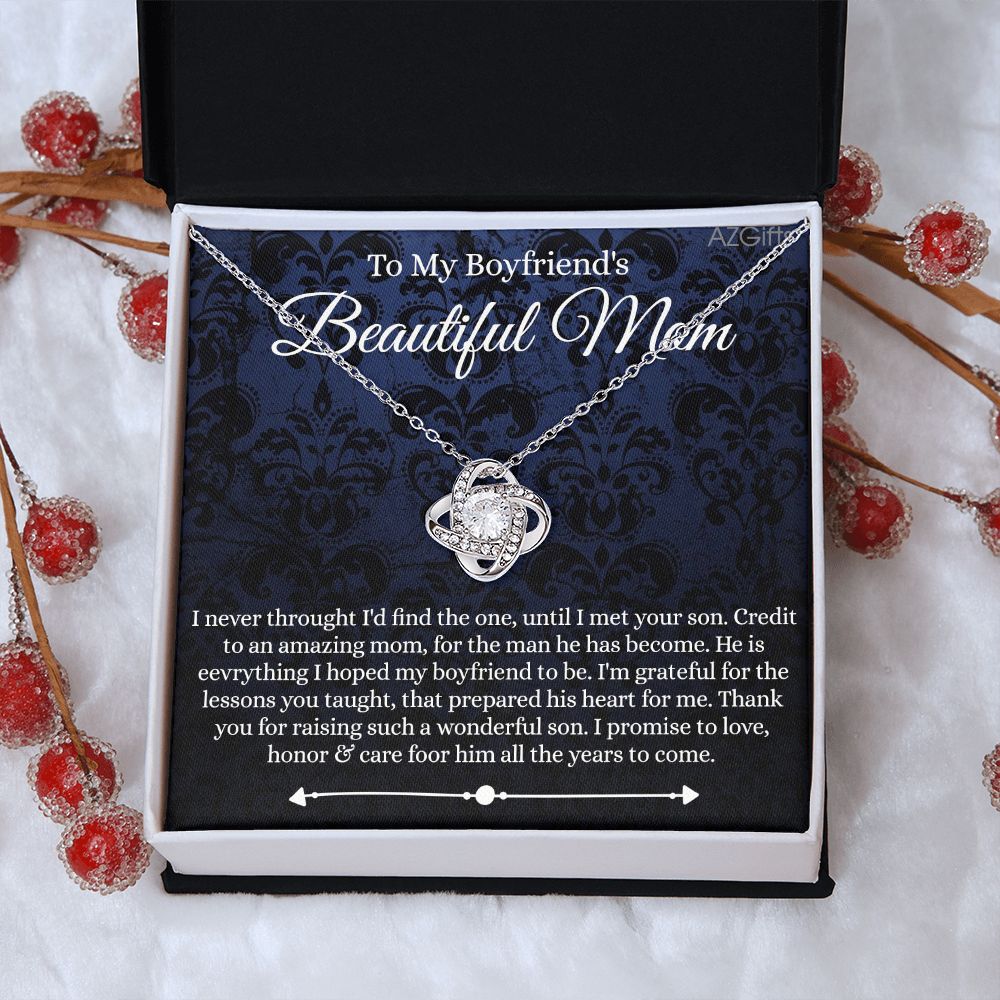 To My Boyfriend's Mom Necklace With Message Card Box, Boyfriends Mom Gift Necklace For Boyfriends Mom, Mother Girlfriends To Boyfriend Mom Gift Necklace For Mom Of Boyfriend Custom Message Card