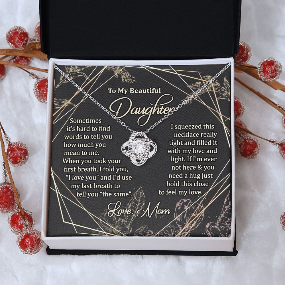 To My Daughter Necklace Love Knot Necklace Gift for Daughter from Mom Jewelry Gift for Daughter Mother Daughter Necklace Birthday Gift Daughter Necklace for Teen Girl Christmas Daughter Necklace Gift from Mom