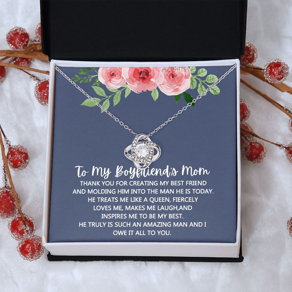 To My Boyfriend's Mom Necklace Gift For Boyfriend's Mom Love Knot Pendant Boyfriend's Mom Gift To My Mother In Law Love Knot Necklace Boyfriend's Mom Jewelry Mother's Day Gift For Boyfriends Mom
