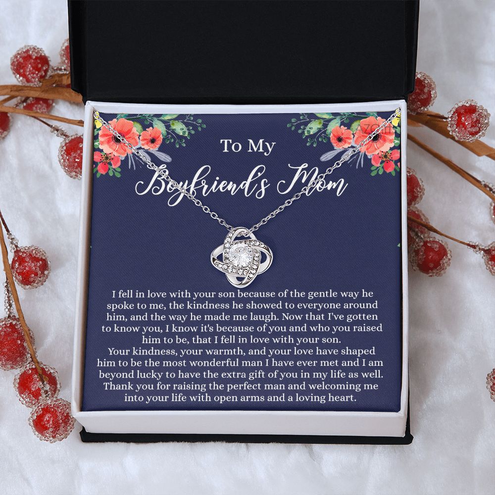 To My Boyfriend Mom Necklace, Gift For Boyfriend Mother, Birthday Gift For Boyfriend's Mom, Christmas Holiday Gift, Mothers Day Gift For Boyfriends Mom, Love Knot Necklace For Boyfriend's Mom