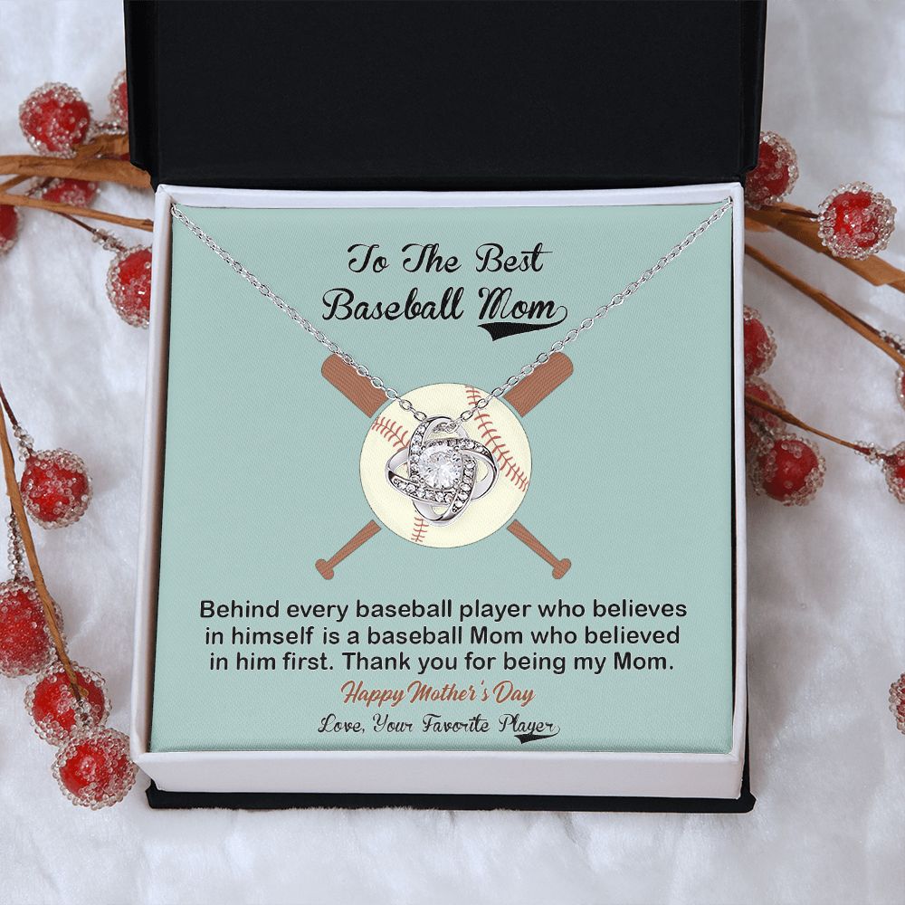 Baseball Mom Gift Necklace, To the Best Baseball Mom Necklace From Daughter, Favorite Player Necklace Gift For Mom, Baseball Mom Love Knot Necklace Jewelry Gift For Women, To The Best Mom Necklace Love Knot Necklace 6323
