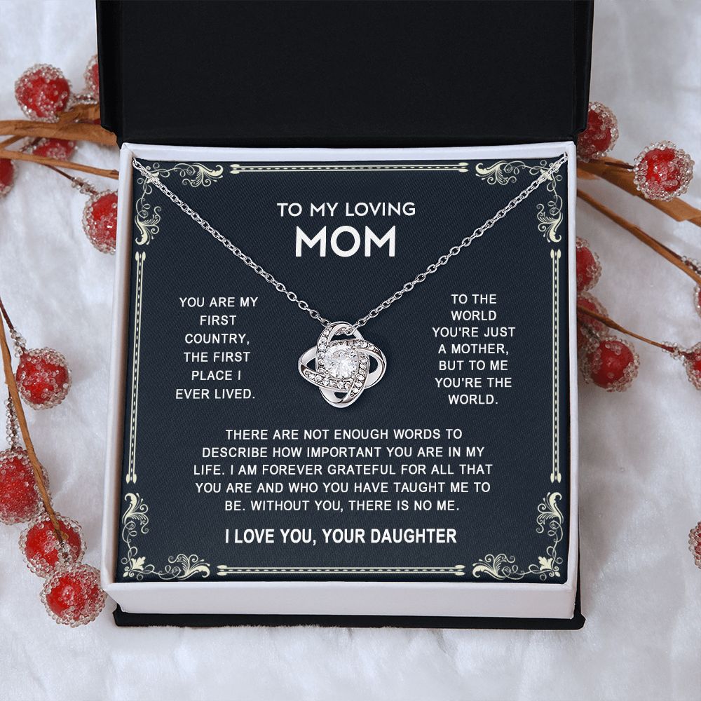 To My Loving Mom Necklace from Daughter, Love Knot Necklace for Mother, Daughter Gift For Mom, Present For Mom, Mother Gifts from Son or Daughter, Jewelry Gift for Mothers Day, Birthday Gift for Mother, Moms