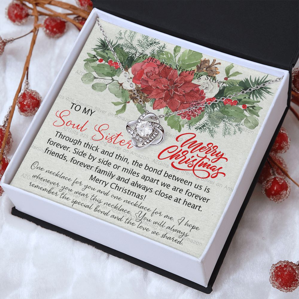 Personalized Necklace Gift To My Soul Sisters Necklace Unbiological Sister Gift from Friends to Big Little Sorority Sister in Law Christmas Day Gift Idea for Her Necklace for Women Love Knot Necklace Set gift for Sister