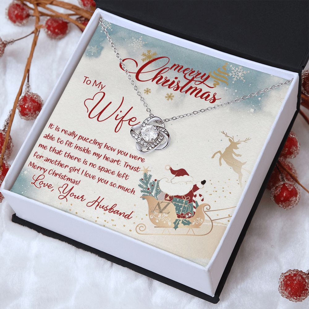 Merry Christmas for Wife, Gift for Wife on Christmas, Husband Wife Christmas Gift, Necklace for Wife, Wife Christmas Jewelry Love Knot Necklace set Gift for Wife